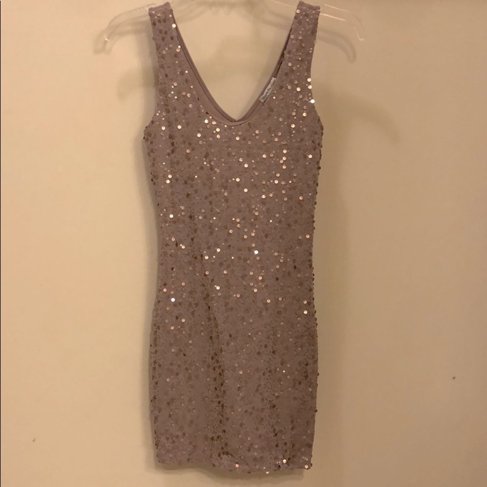 Nude sequin mini dress